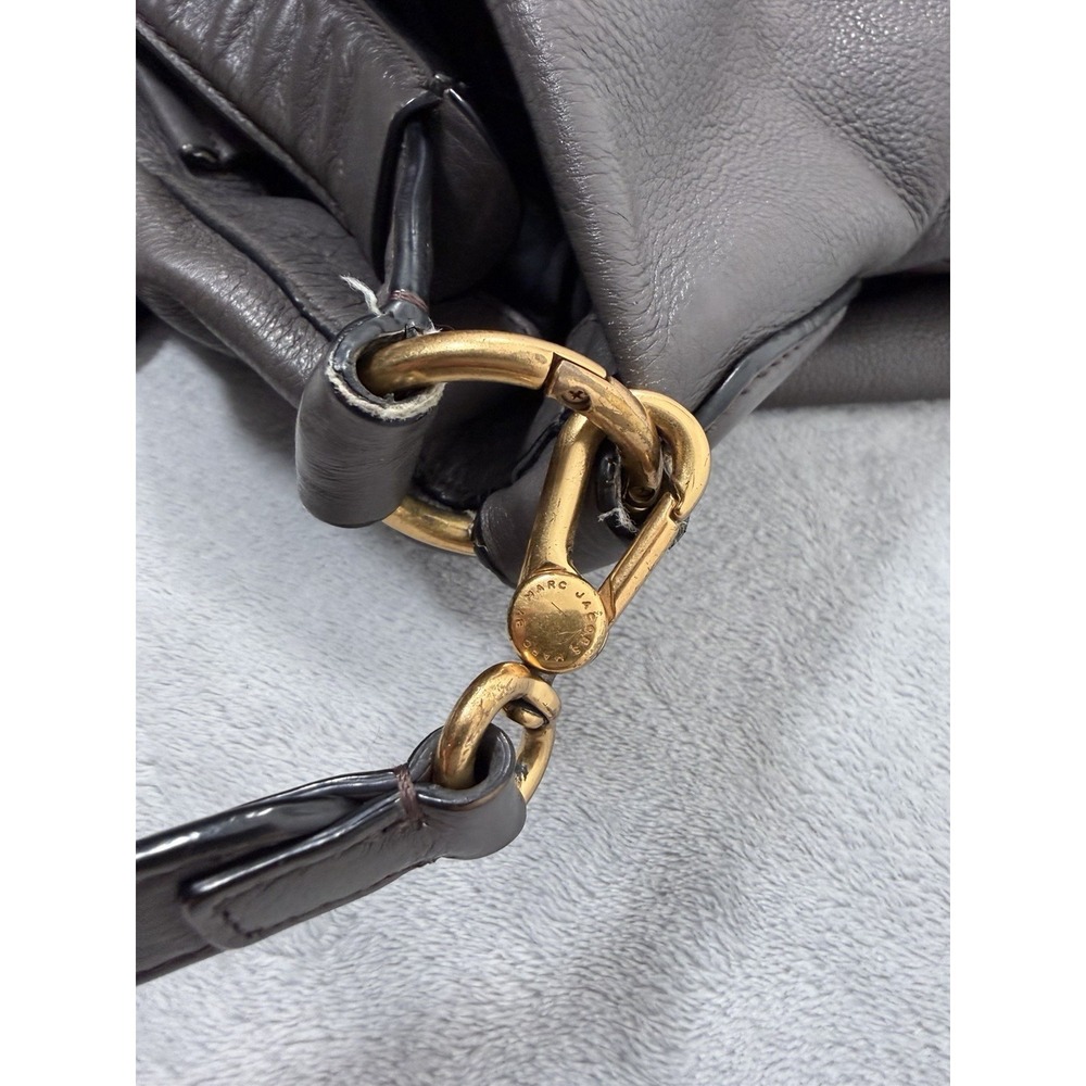 Marc by Marc Jacobs Hobo Q Hillier Gray Pebbled Leather Satchel Crossbody Purse - Picture 7 of 12